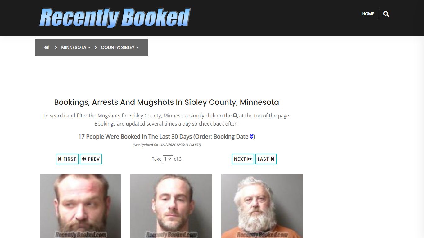 Bookings, Arrests and Mugshots in Sibley County, Minnesota